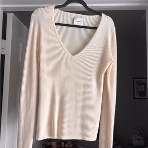 Reformation Cream Ribbed Knit Top